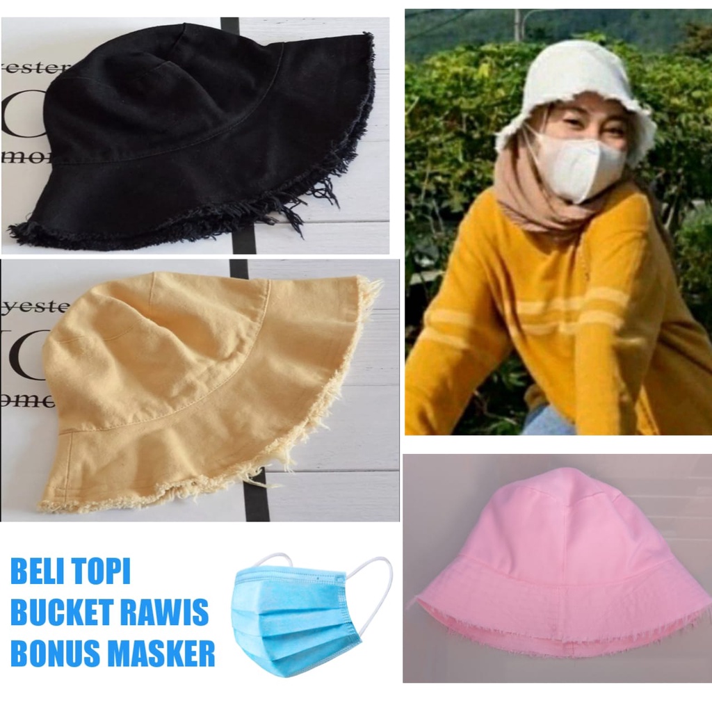 Promo Bonus Masker Topi Bucket Rawis Polos Pria Wanita Dewasa Unisex Distro Ori New Model Terbaru Ce