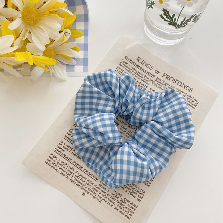 Ikat Rambut Korea Wanita Scrunchie Scrunchies Bunga Polkadot Kotak Aksesoris Gelang Karet (VH)