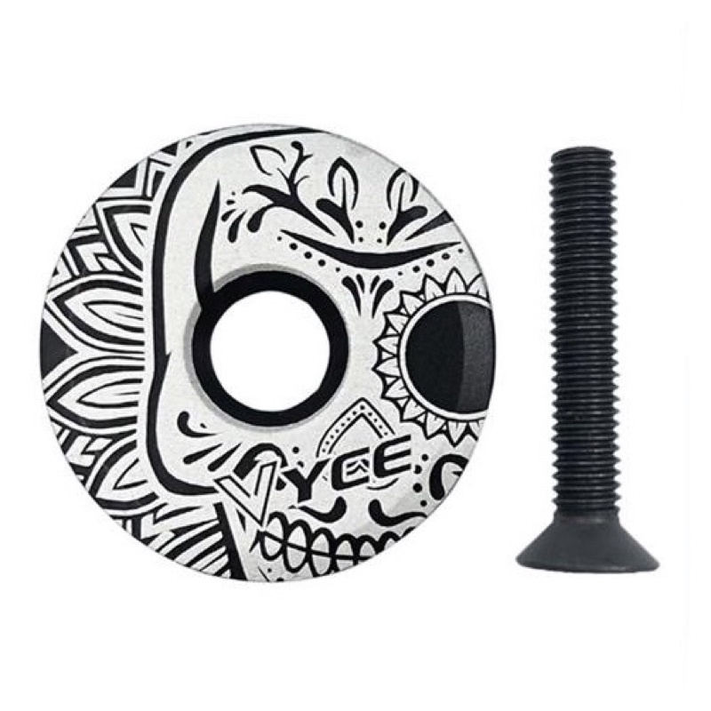 Top Cap Stem Sepeda Black Pattern Screw 28,6 mm Fork Headset Cover