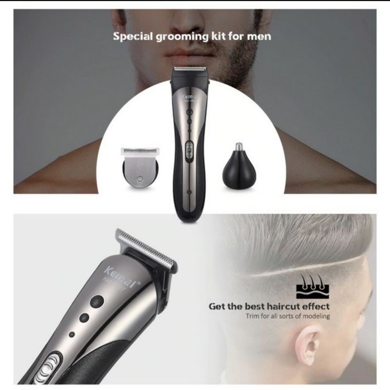 Mesin Cukur Kemei Hair Clipper 3 in 1 alat cukur rambut charger KM 1407