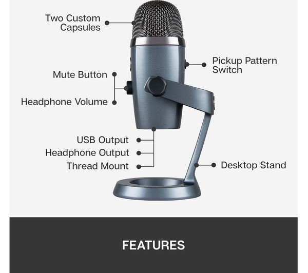 BLUE Microphones Yeti NANO - Premium USB Microphone - Shadow Grey