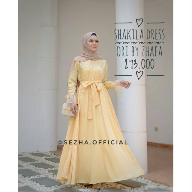 Shakila Dress Zhafa Yellow Gamis Pesta Busui