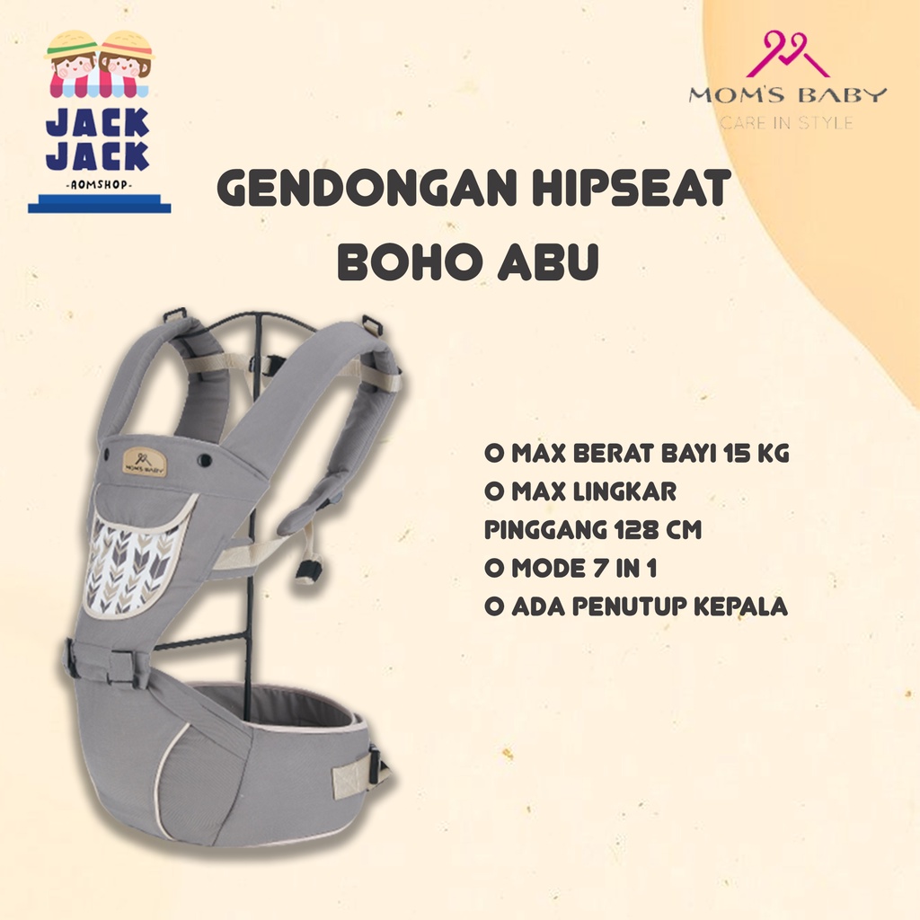 Moms Baby Gendongan Hipseat Cactus/Boho Series | Moms Baby Gendongan Bayi Depan Cactus/Boho Series