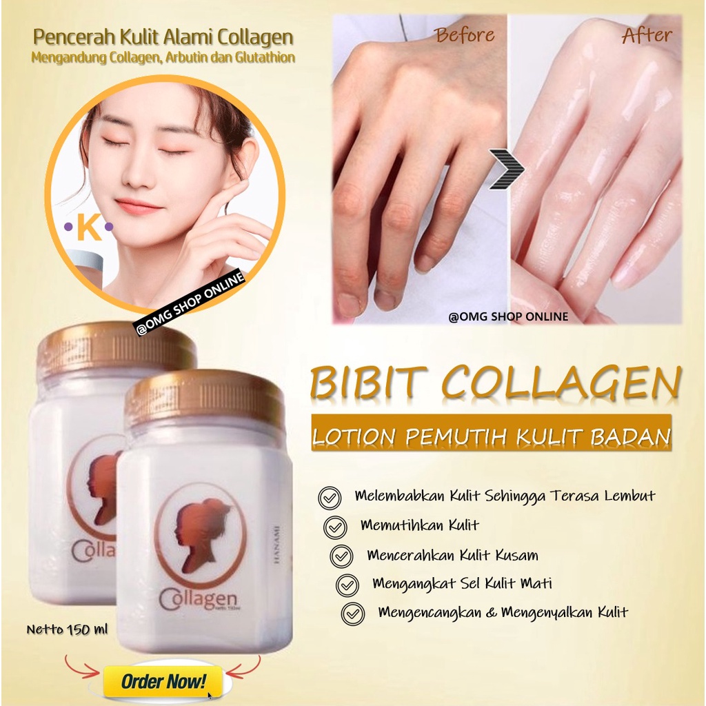 AMPUH Pemutih Kulit Bibit Collagen Pemutih Badan ORI 150 ml / Bitcol Putih Bibit Collagen ORIGINAL Asli Body Lotion Body Cream / Bibit Pemutih Tubuh Pemutih Badan Cepat Permanen / Whitening Cream Whitening Lotion Hand Body by Mecca Anugrah SH Cosmetics