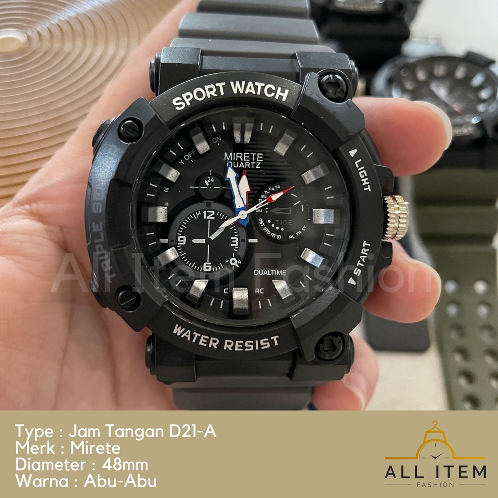 COD✅ JAM TANGAN MIRETE D21-A PRIA MEN SPORT WATCH ANALOG / JAM TANGAN / Jam Tangan Rubber Sport Bulat Pria Fashion Gaya Korea / Harga Grosir