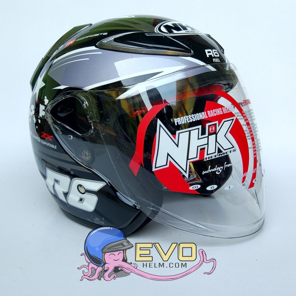 NHK R6 PIXEL GRAPHIC Half Face - Single Visor BLACK - SILVER