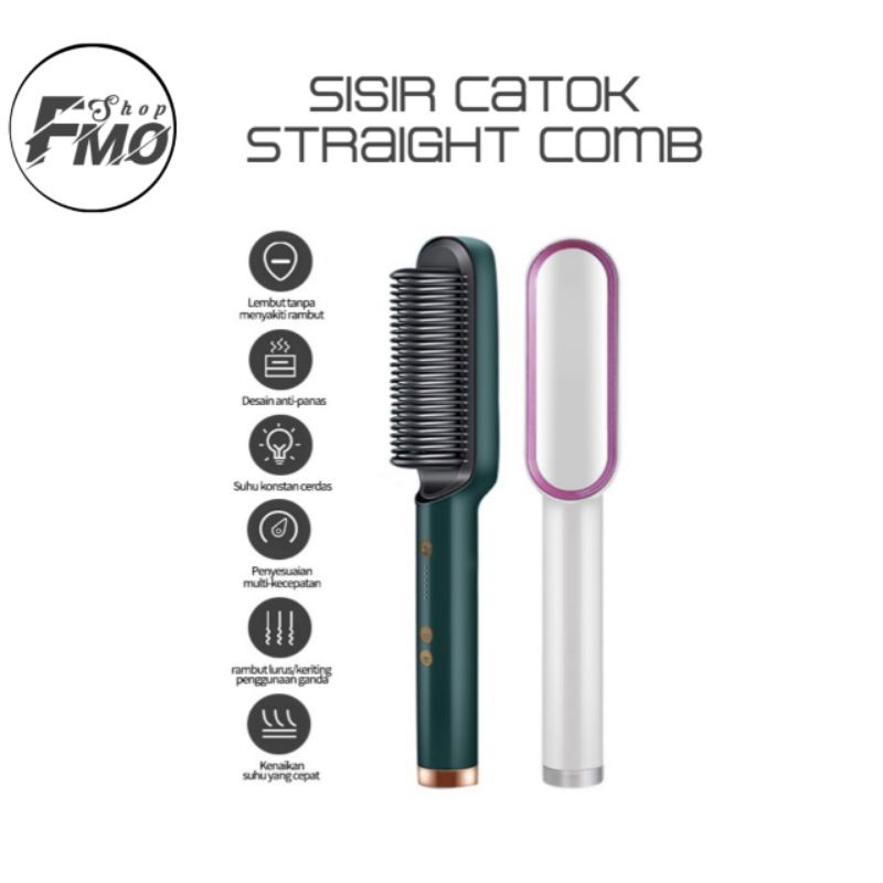 Catok Sisir Pelurus Rambut Hair Staightener curler 2 in 1 Catokan Rambut Listrik