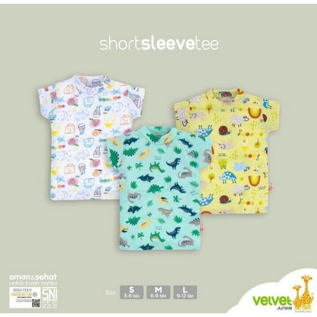 VELVET JUNIOR Kaos Oblong Lengan Pendek Lembut SML / Kaos Bayi VELVET