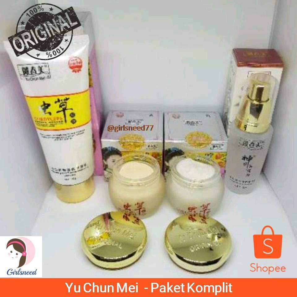 YuChunMei Cordyceps Paket 4 item Krim Siang Malam Sabun Serum Wajah Cordy Original Taiwan