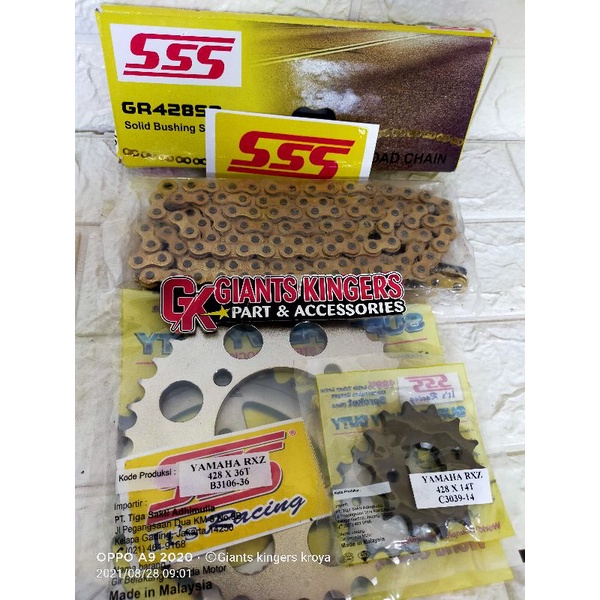 GEAR GIR SET SSS 428 RXK RX KING DEPAN 14T,15T BELAKANG 35,36 37 RANTAI 110 L ORIGINAL