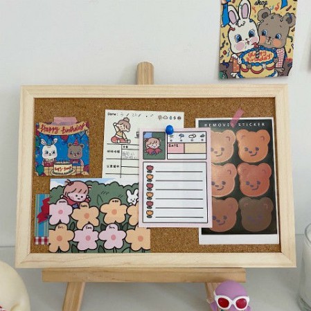 Message board /wind wooden cork board - pin board - papan tempel kayu