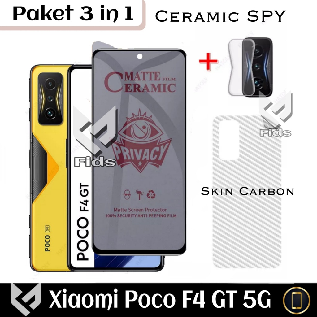 (PROMO PAKET 3IN1) Anti Gores Layar  For XIAOMI POCO F4 GT 5G Free TG Camera &amp; Skin Carbon Anti Jamur Handphone