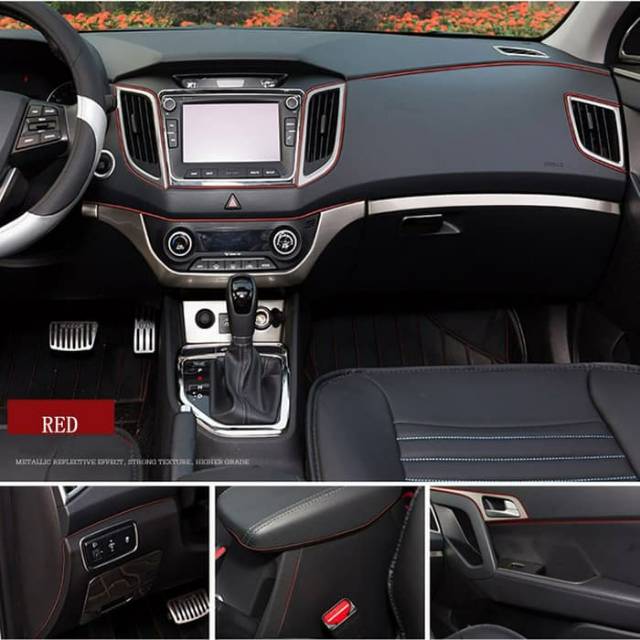 TRIM STRIP Dekorasi Celah Interior Mobil List Car Interior Decoration Flexible Merah Biru Murah