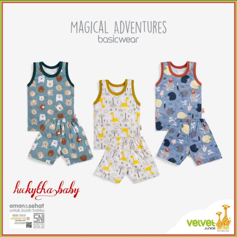 3pcs SETELAN VELVET junior  KUTUNG GREAT ADVENTURE , COURAGE , PARADE OF JOY , BRILLIANT BLUE , MAGICAL ADVENTURES s.m.l.xl.xxl/ VELVET JUNIOR TERBARU