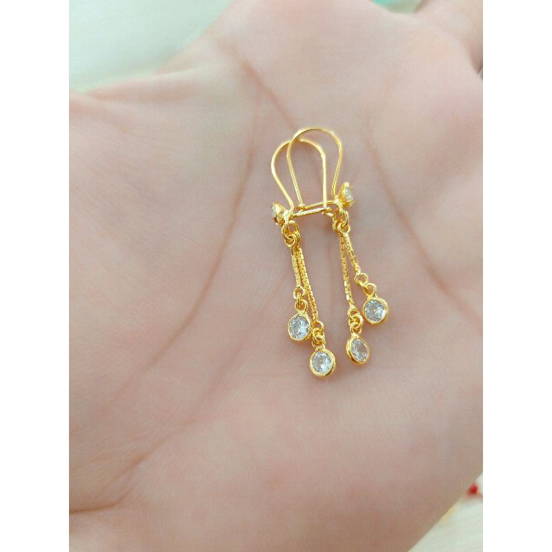 ANTING JURAI MATA PERAK 925 LAPIS MAS KUNING ASLI