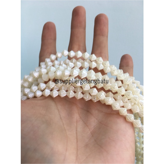 bahan Mutiara Sintetis BICONE 8MM WHITE PEARL TULANG manik aksesoris