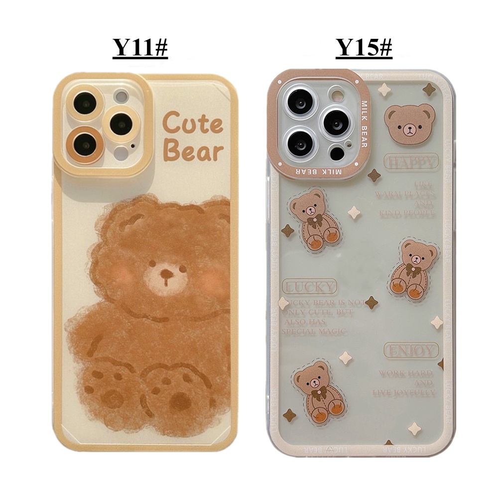 Soft Case TPU Transparan Motif Beruang Untuk VIVO Y21T Y15S Y15A Y21S Y12s Y20s Y20i Y33S Y11 Y12 Y15 Y17 Y91C Y95 Y19 Y30 Y85 Y51 S V21S