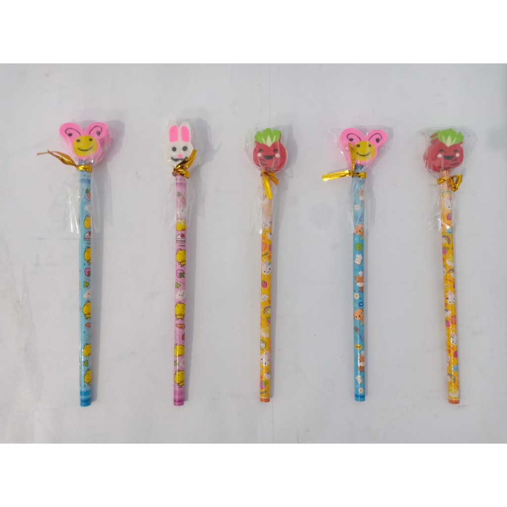 

Pensil Unik Murah Lucu - aneka karakter + penghapus VIS-1 9959