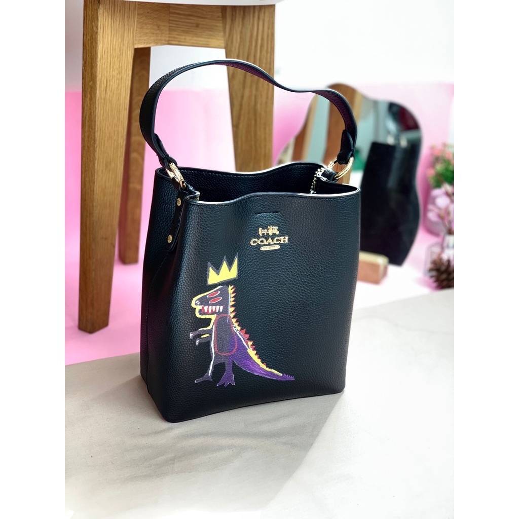 TAS SELEMPANG WANITA HC052 MOTIF DINOSAURUS DOODLE PREMIUM IMPORT