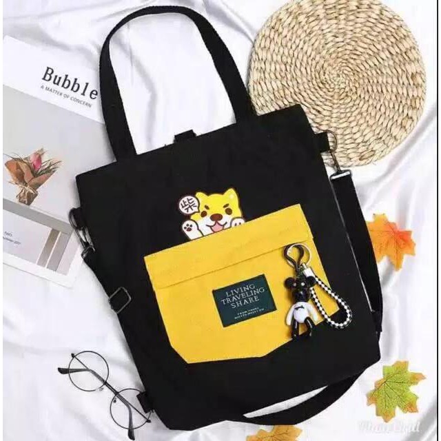 Totebag Murah Chika Gaya Korea Tas Tote Bag Wanita Bisa Ransel atau Selempang