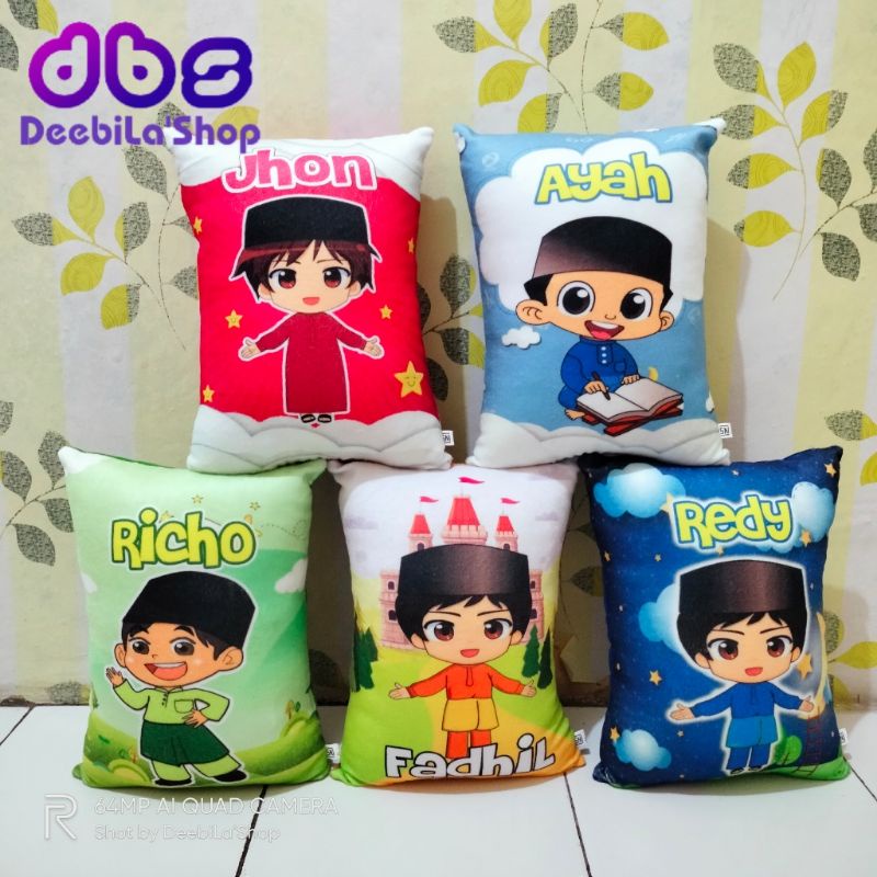 BANTAL KARAKTER ANAK SOLEH (FREE UKIR NAMA) / BANTAL KARAKTER IKHWAN / BANTAL CUSTOM NAMA