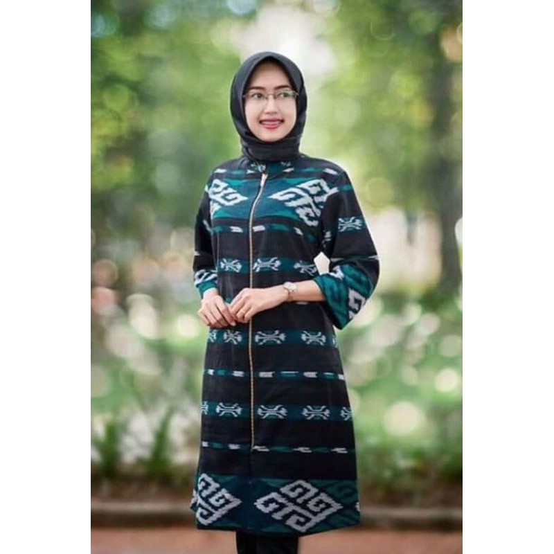 tunik tenun motif toraja hijau