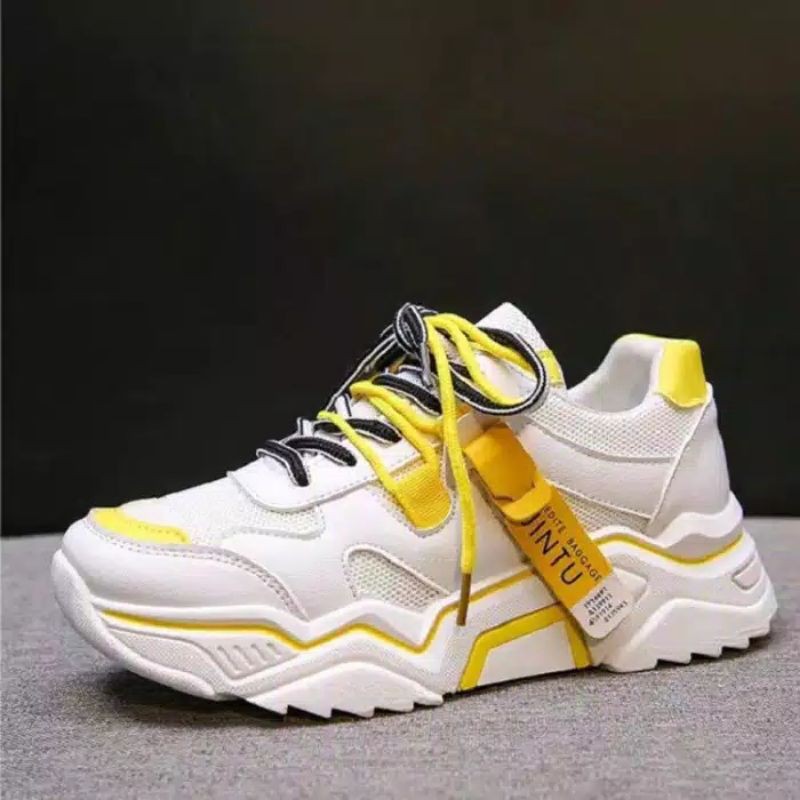Sepatu Sneakers Snekers Snikers wanita terbaru kekinan Putih Korea Casual Olahraga sport wanita-3