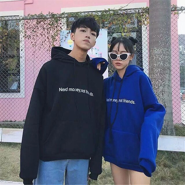 SWEATER POLOS HOODIE JUMPER NEED MONEY NOT FRIENDS PRIA WANITA SIZE M - XXL