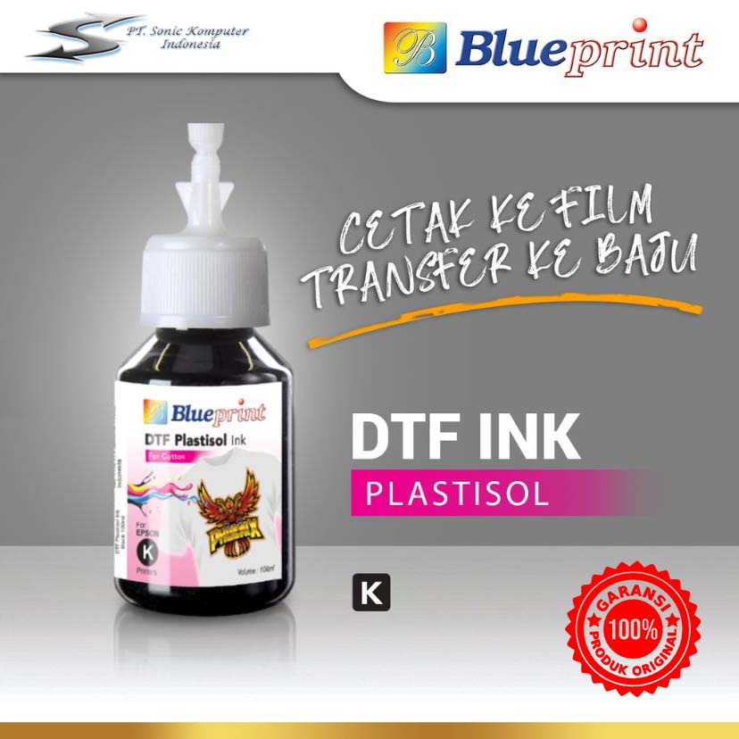 Tinta DTF BLUEPRINT ORIGINAL , DTF INK 100ml CMYKW , Print Baju , Sablon, Textile