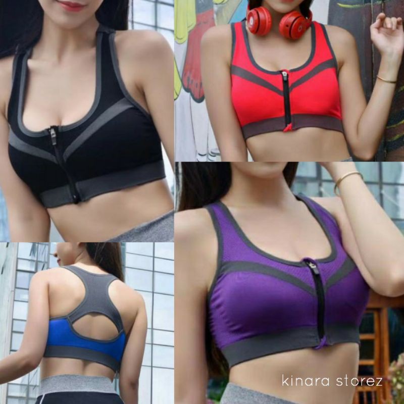 Kinarastorez - Bra sport zipper resleting sportbra buka depan olahraga gym fitness 682