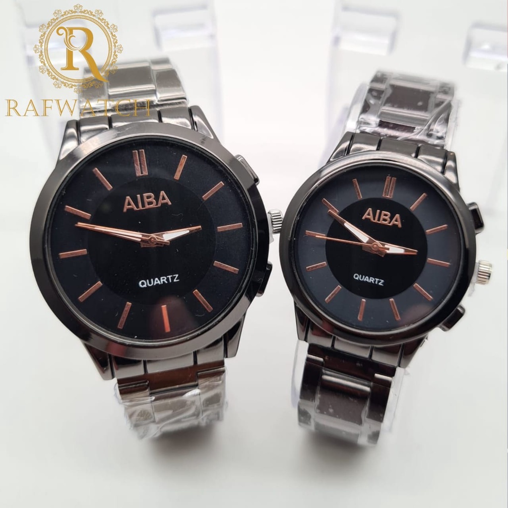 JAM TANGAN PRIA WANITA ALBA RANTAI STAINLESS STEEL HITAM JAM TANGAN CASUAL PRIA WANITA IMPORT