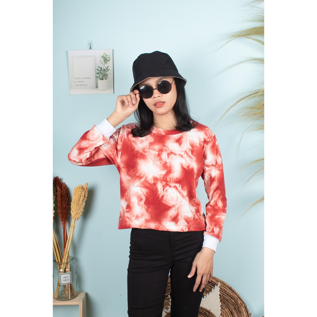 HIPNOP LADIES CLEO SWEATER CROP BASIC WANITA MOTIF TIE DYE