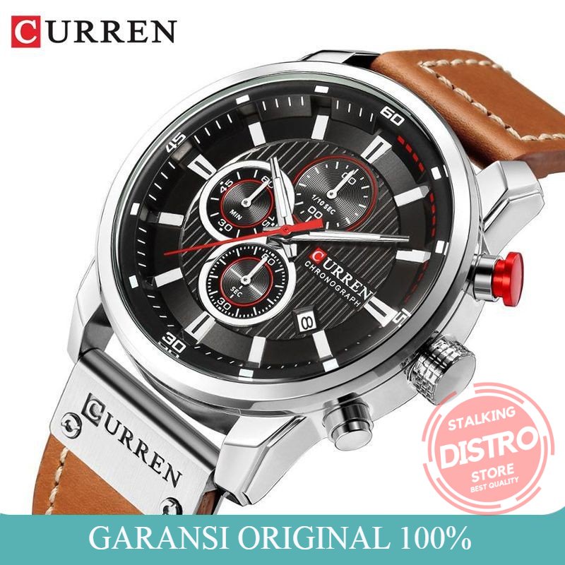 Jam Tangan Pria CURREN 8291  Analog Tali Kulit Chronograph Aktif jam tangan pria digital jam pria ja