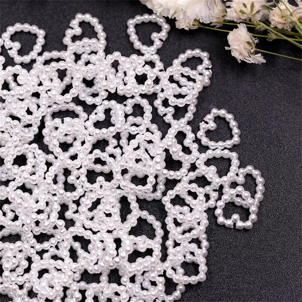 R-flower 10pcs 3D Mutiara Putih Wanita Bentuk Hati Dekorasi DIY Sticker