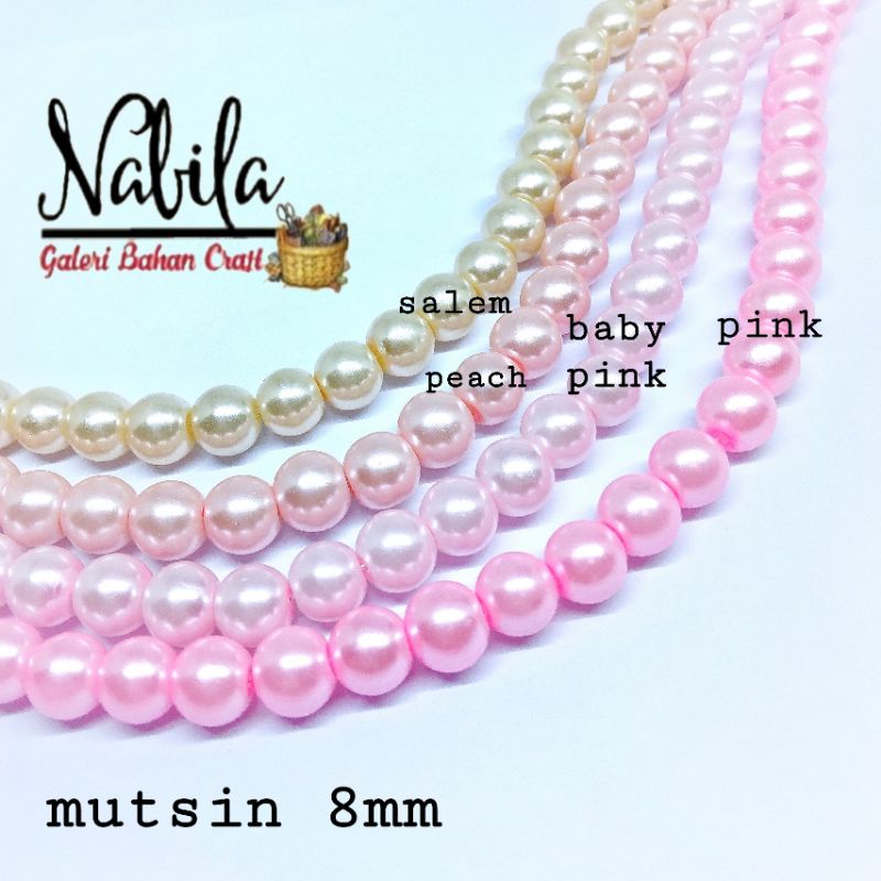 (string/ isi -+ 112pcs) Mutiara berat sintetis 8mm PART 1 no1-20 bahan craft kerajinan tangan