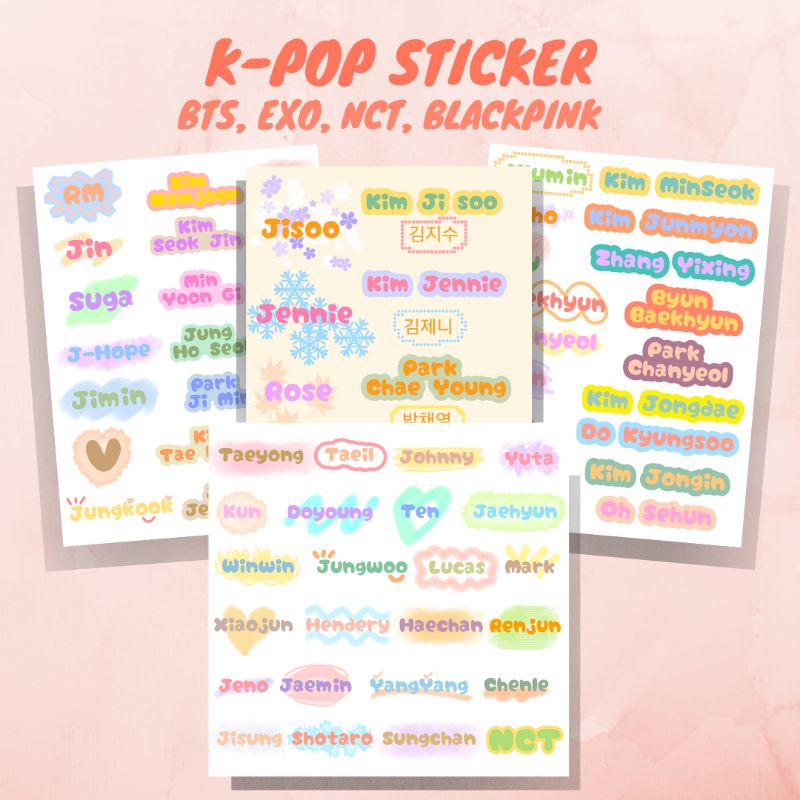 Sticker K-POP | Stiker Nama NCT ot23, BTS, EXO, BLACKPINK