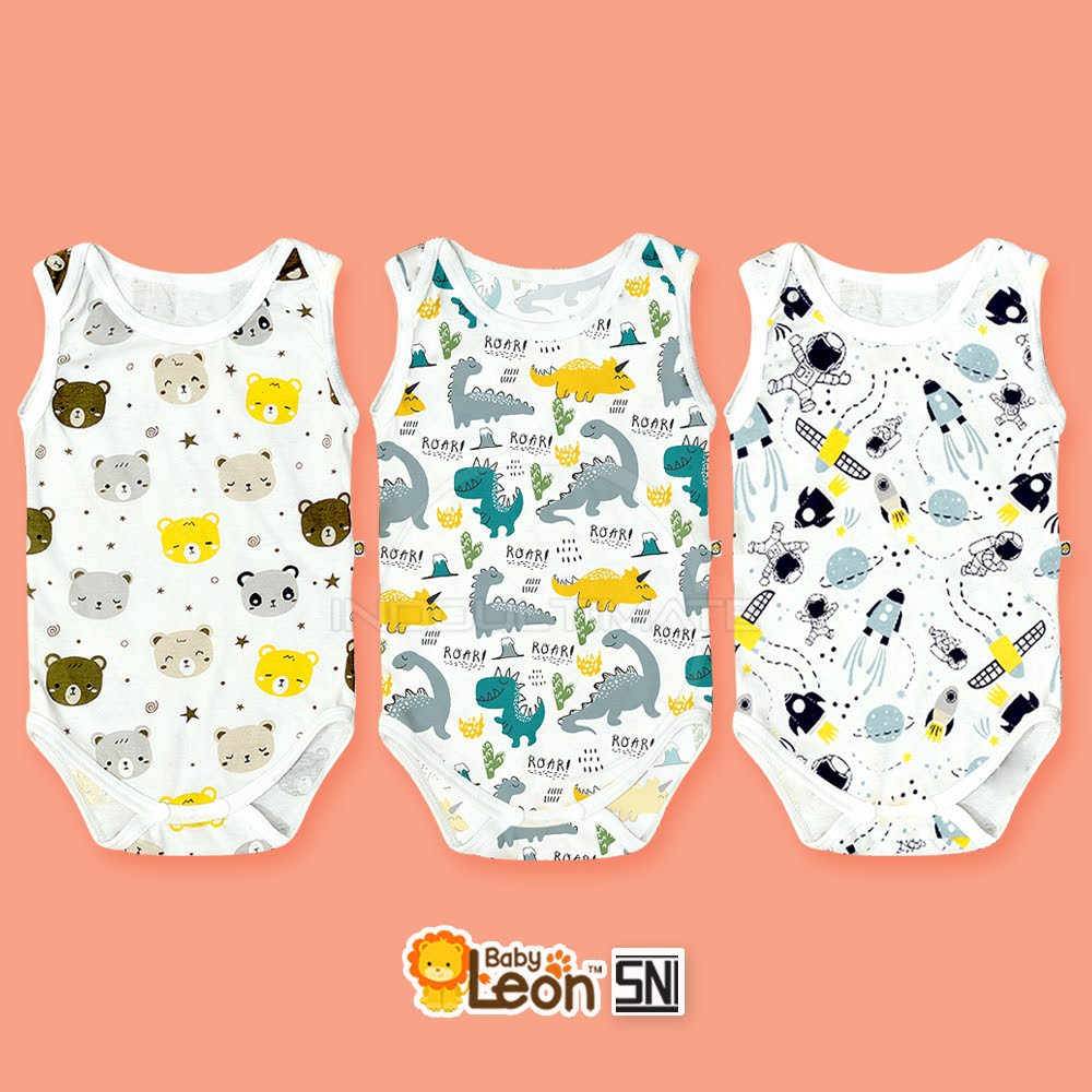 Jumper Bayi Lengan Kutung COTTON BABY LEON Jumpsuit Anak Bayi Balita BodySuit Baju Bayi BC-024SK-4