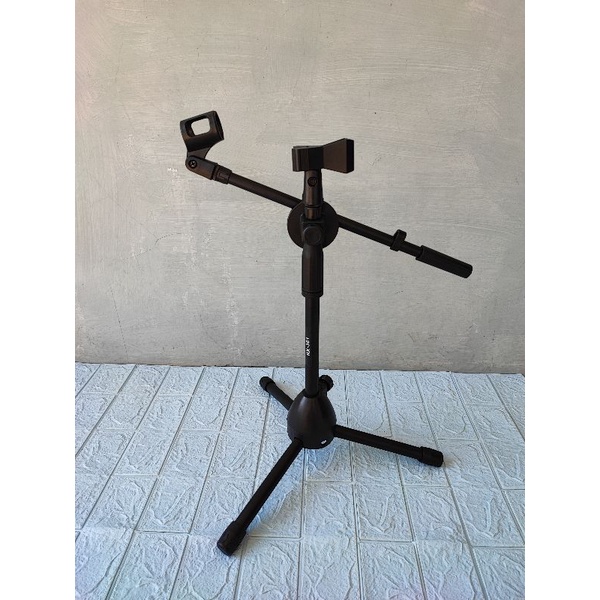 Stand Cagak Mic Pendek RCX RX-361 Double Mic RX 361 Tripod Stand Microphone Stand Mic Meja Original 