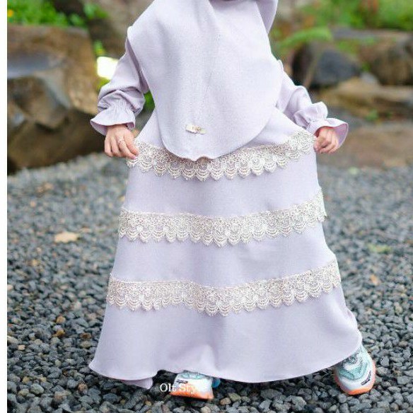Ollet Gamis set Aurora / Gamis lebaran bisa couple 1 - 12 tahun dewasa