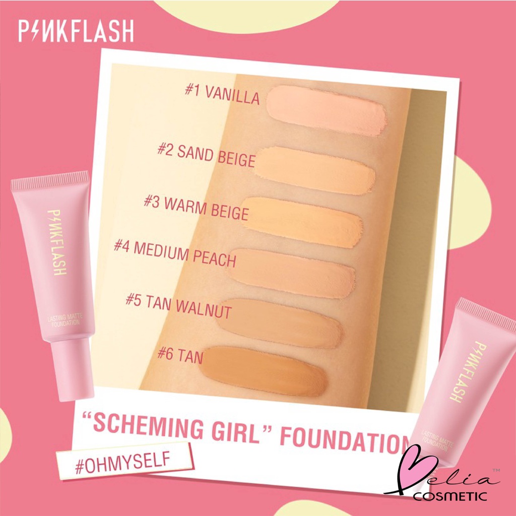 ❤ BELIA ❤ PINKFLASH Lasting Matte Foundation | Pink Flash OhMySelf Lightweight Oil-control BPOM PF-F03