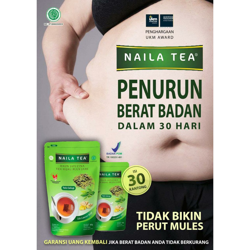 Naila Tea | teh peluntur lemak | Teh diet sehat | isi 30 tea bag | teh pelangsing original BPOM-8