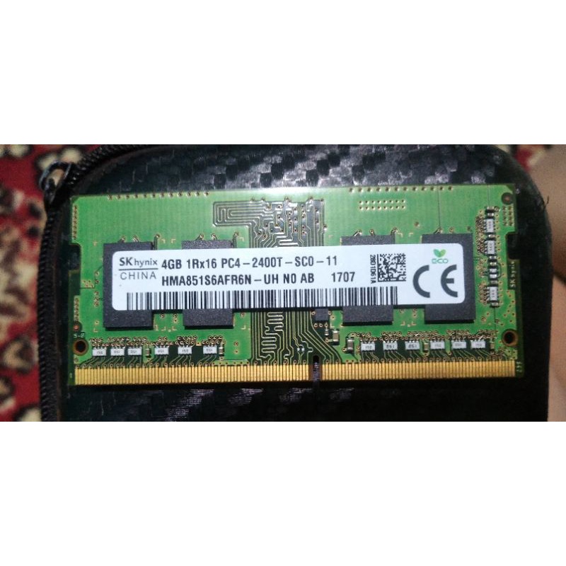 Ram Laptop Bekas SK Hynix 4GB 1Rx16 PC4 - 2400T - SC0 - 11HMA851S6AFR6N - UH N0 AB 1707