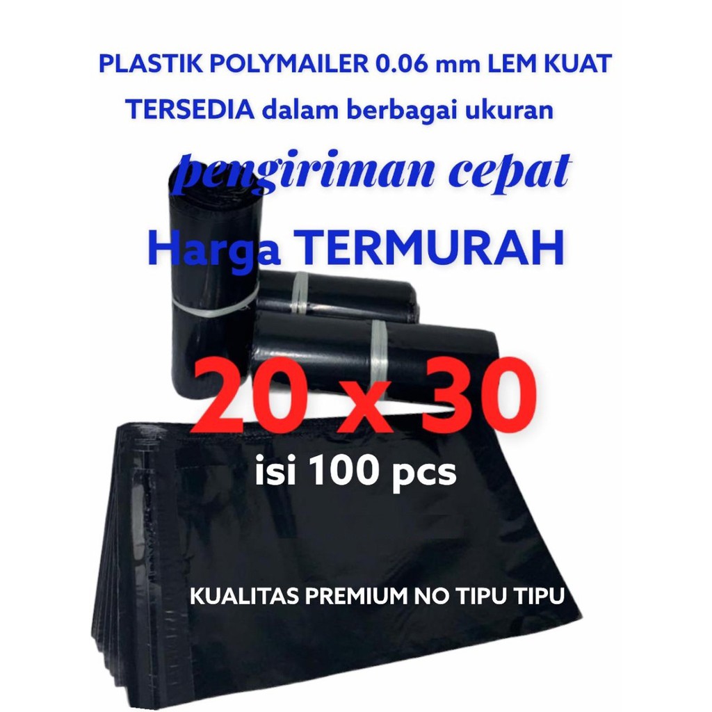 PLASTIK PACKING OLSHOP + LEM POLYMAILER TEBAL PREMIUM TERMURAH 20x30