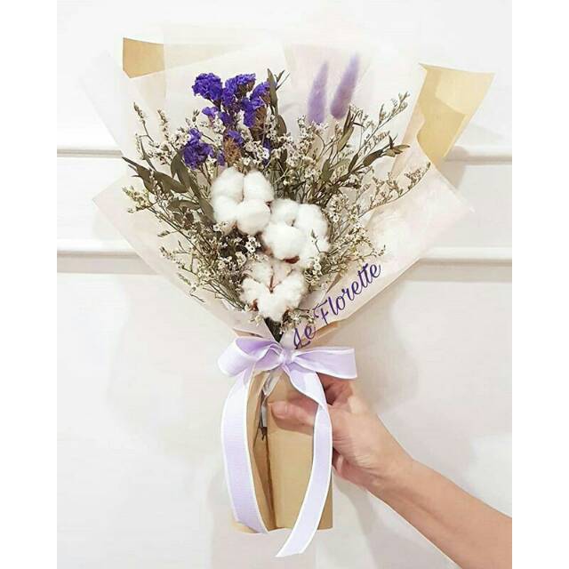  Bunga  Kapas Cotton Flower Dried Bouquet Buket Bunga Kering  