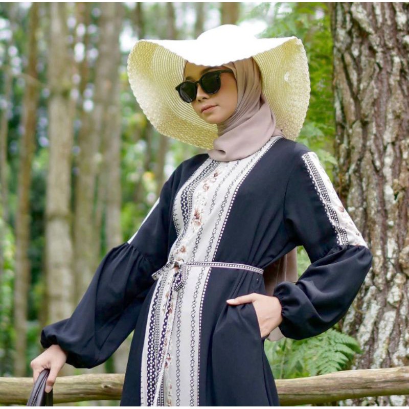 Gamis Cantik Kombinasi  | gamis hitam