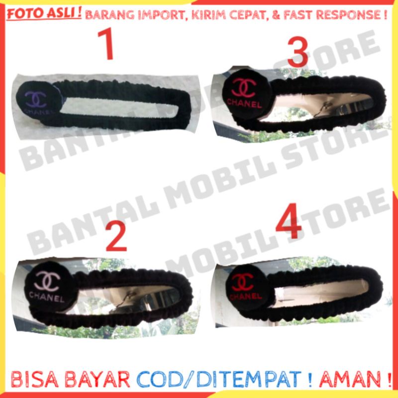 Sarung cover bando kaca spion tengah mobil chanel channel pink merah putih ungu hitam