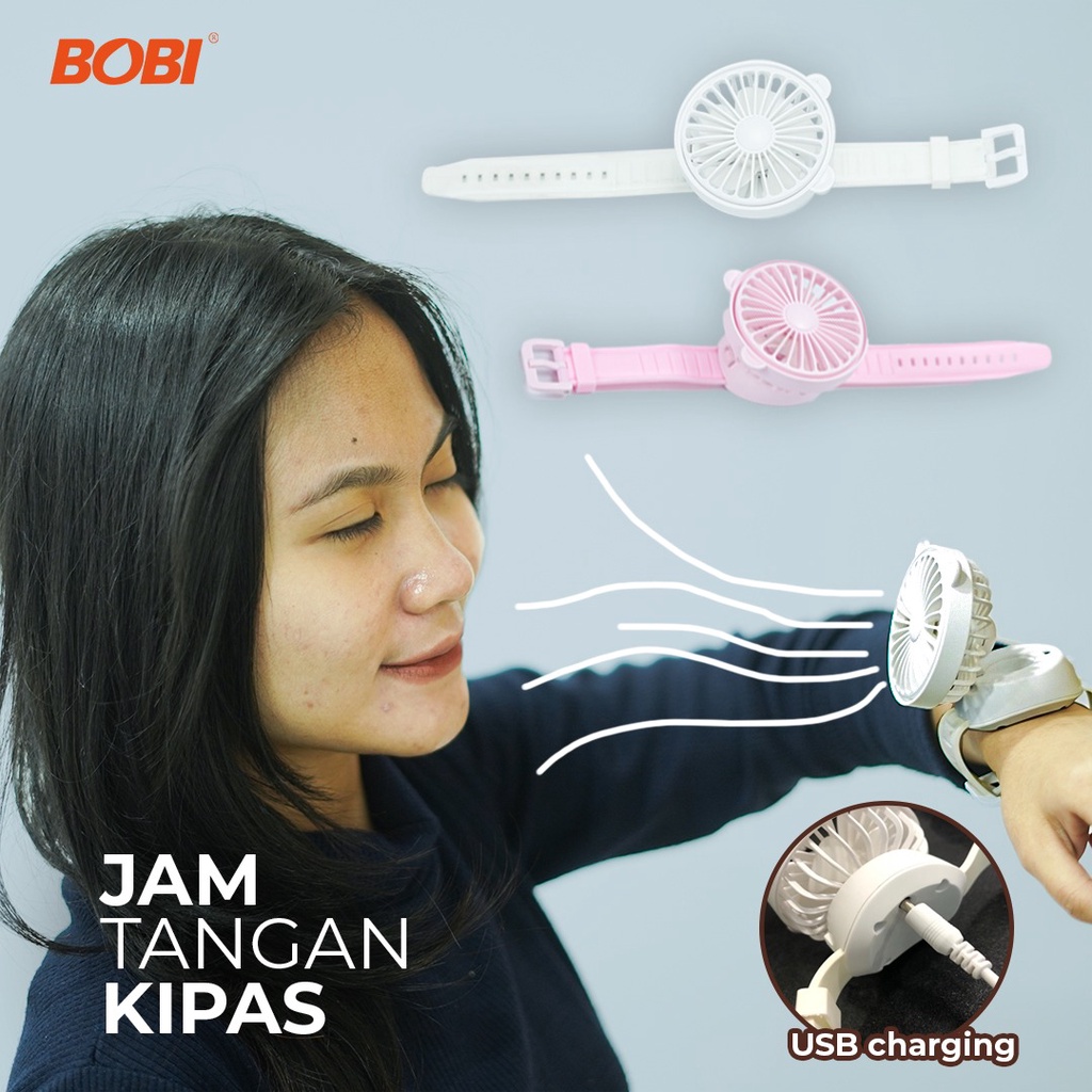 Kipas Angin Mini Bentuk Jam Tangan Rechargeable  2  Kecepatan / Kipas Jam Tangan kode VOVI-HA-1168 - WARNA RANDOM