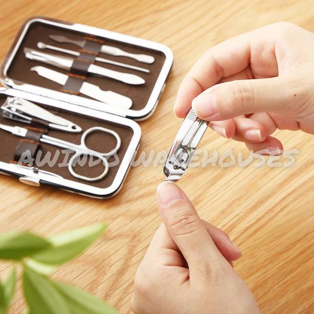 NAIL ART SET 7 in 1 ALAT PERLENGKAPAN MANICURE PEDICURE GUNTING KUKU SET KUALITAS TERBAIK