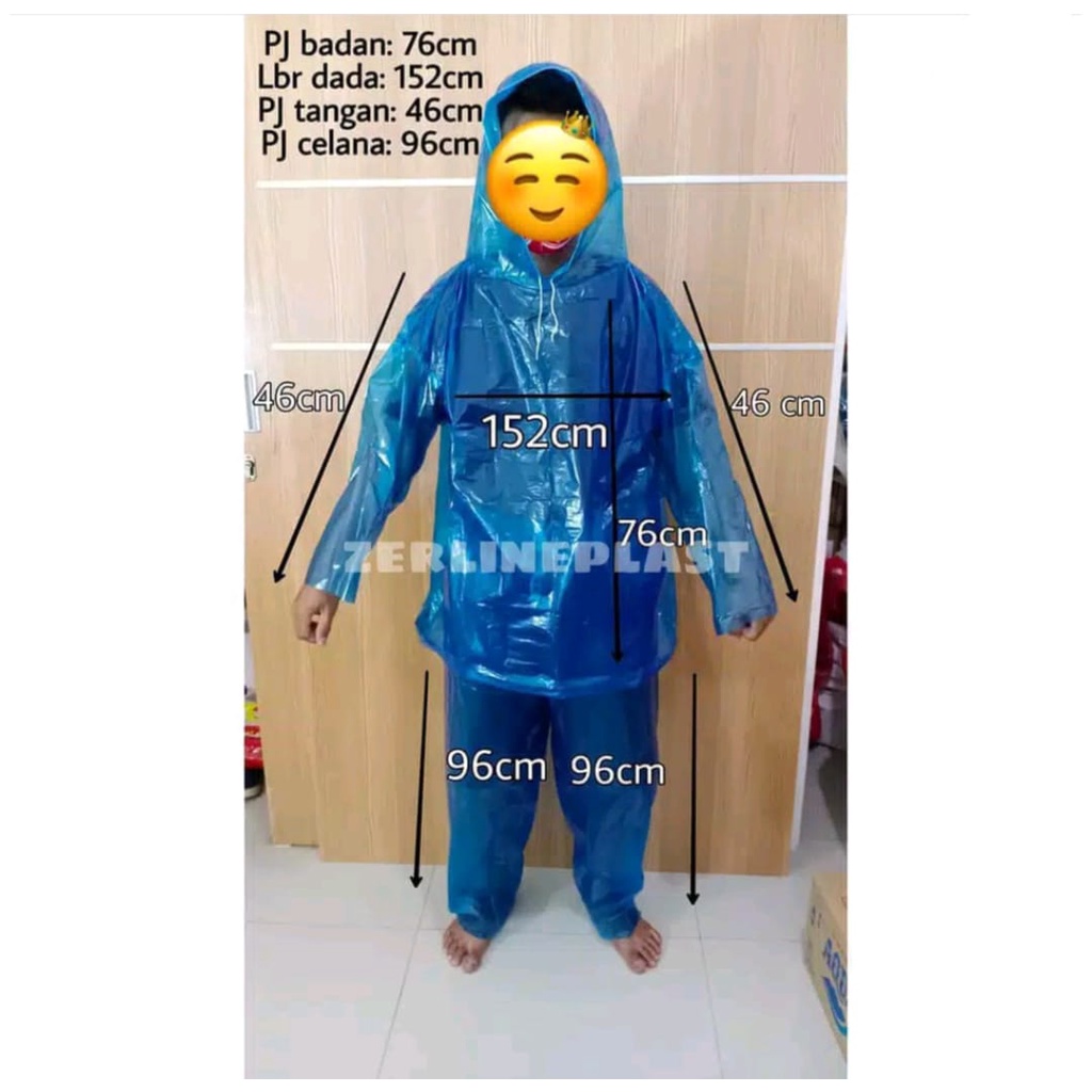 Jas hujan PLASTIK SETELAN Warna (Baju+Celana)