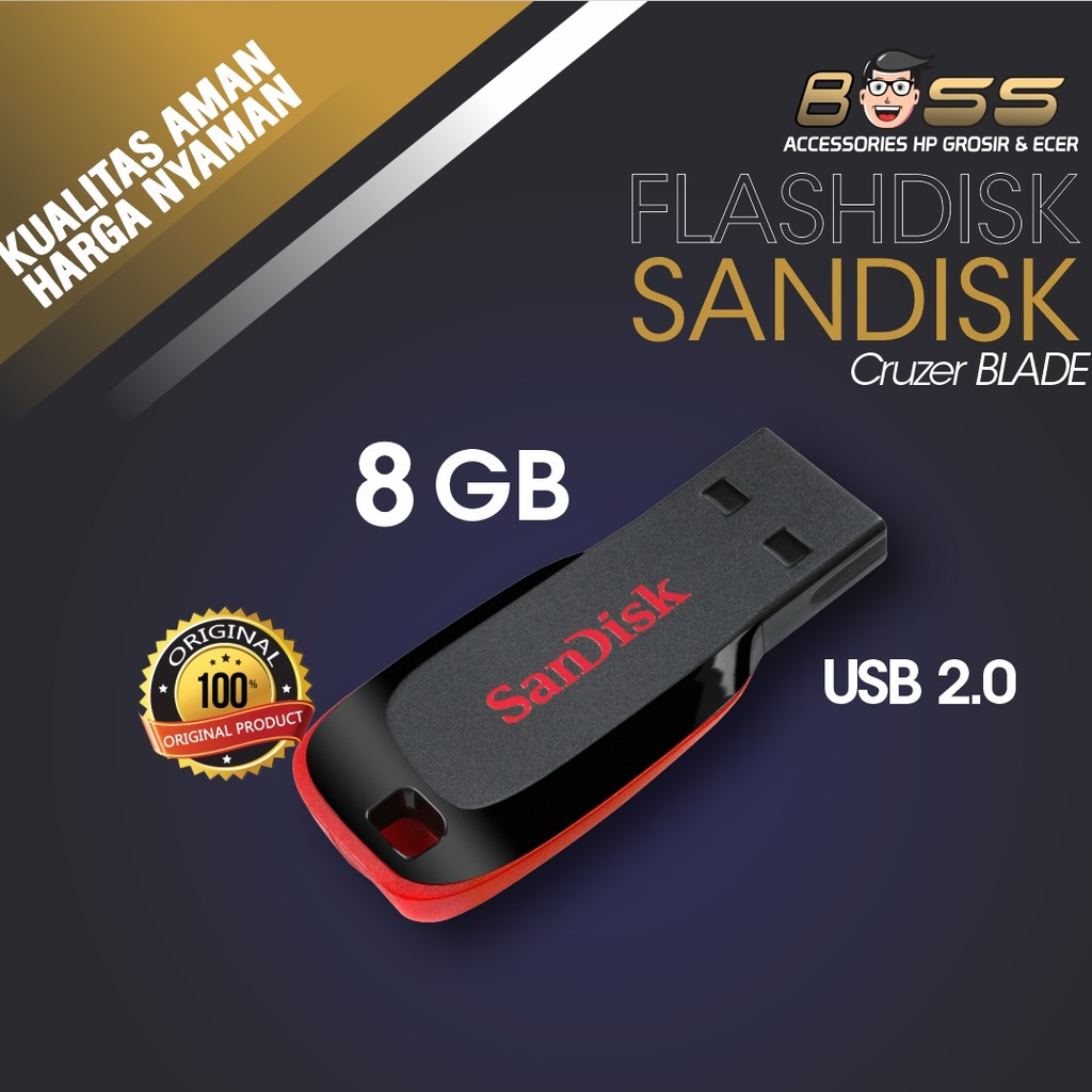 Flashdisk Sandisk Cruzer Blade (8GB) GARANSI 5 TAHUN ORIGINAL 100%